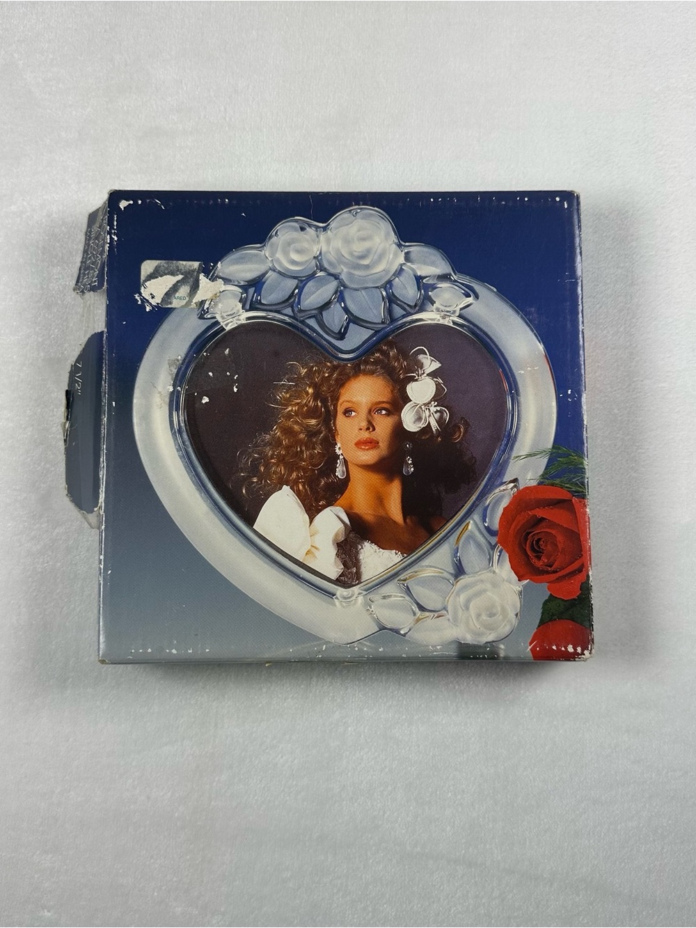 Vintage Mikasa Heart-Shaped Crystal Photo Frame with Rose Accent - Clear